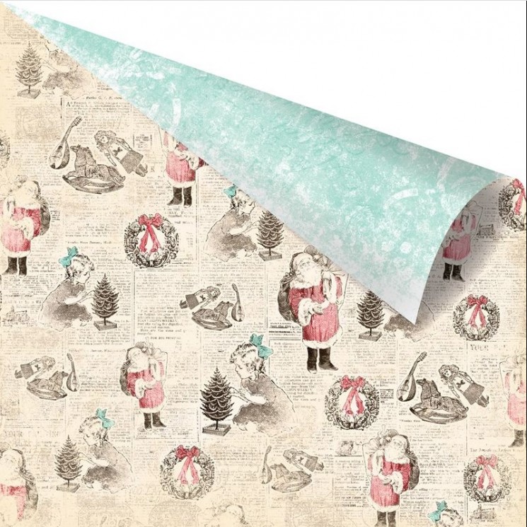 Double-sided sheet of Prima Marketing paper, Holiday Jubilee "Christmas Morning" collection, size 30. 5x30. 5 cm, 190 gr/m2