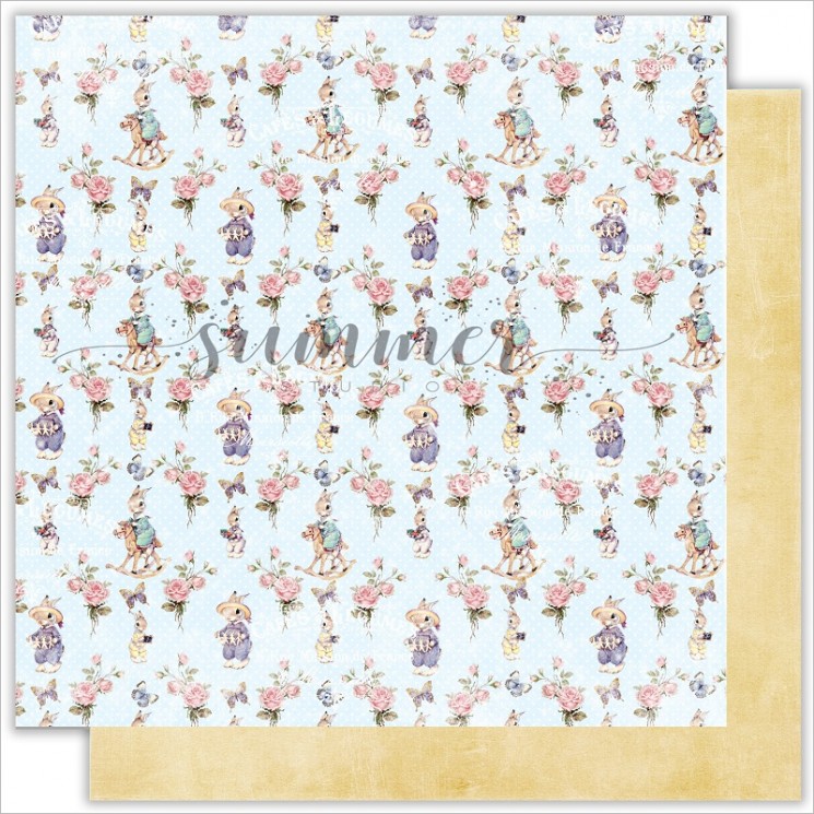 Double-sided sheet of paper Summer Studio My honey bunny "Bunnies" size 30.5*30.5 cm, 190gr