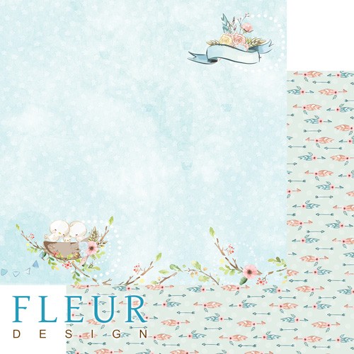 Double-sided sheet of paper Fleur Design Tender age "My family", size 30. 5x30. 5 cm, 190 gr/m2