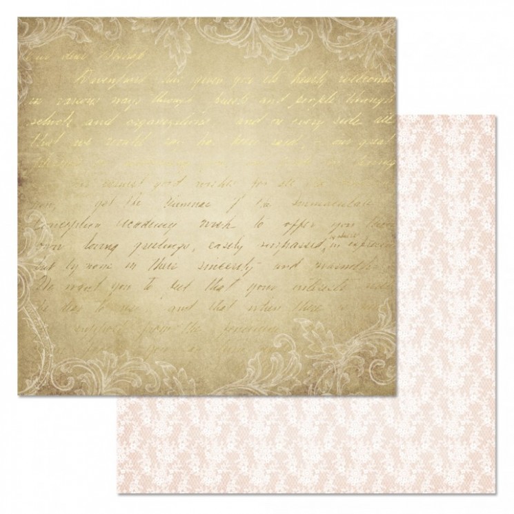 Double-sided sheet of ScrapMania paper " Phonomix. Wedding bouquet. Text", size 30x30 cm, 180 g/m2