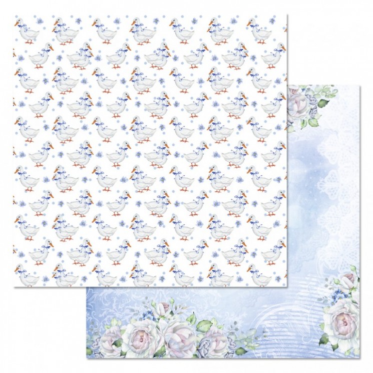 Double-sided sheet of ScrapMania paper " Native home. Goslings", size 30x30 cm, 180 g/m2