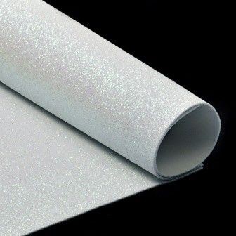 Foamiran glitter "White", size 20x30 cm, thickness 2 mm