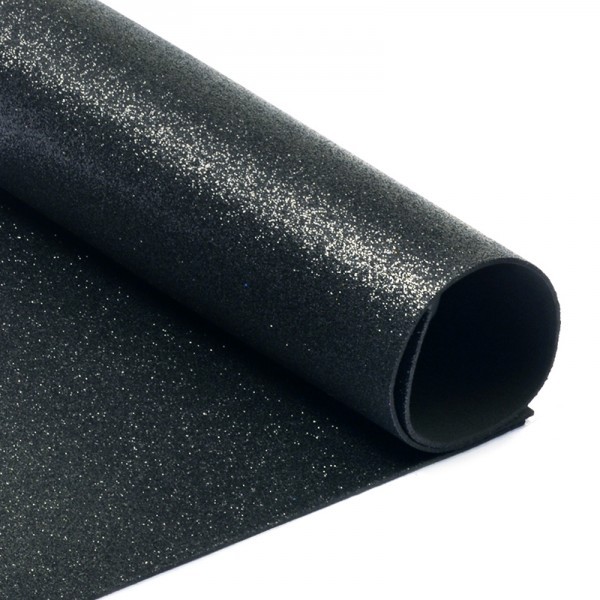 Foamiran glitter "Black", size 20x30 cm, thickness 2 mm