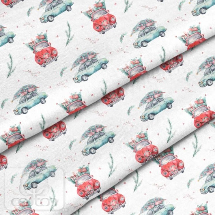 Fabric 100% cotton Poland "Christmas cars", size 50X50 cm