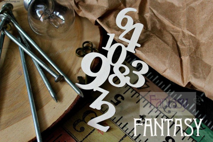 Fantasy chipboard "Numbers", size 5.7*10 cm