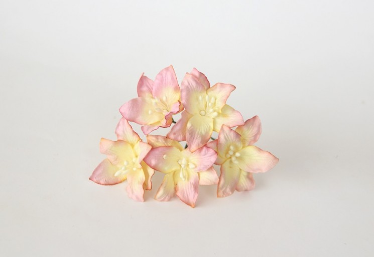 Lilies "Pink+yellow", size 2x2. 5 cm 5 pcs
