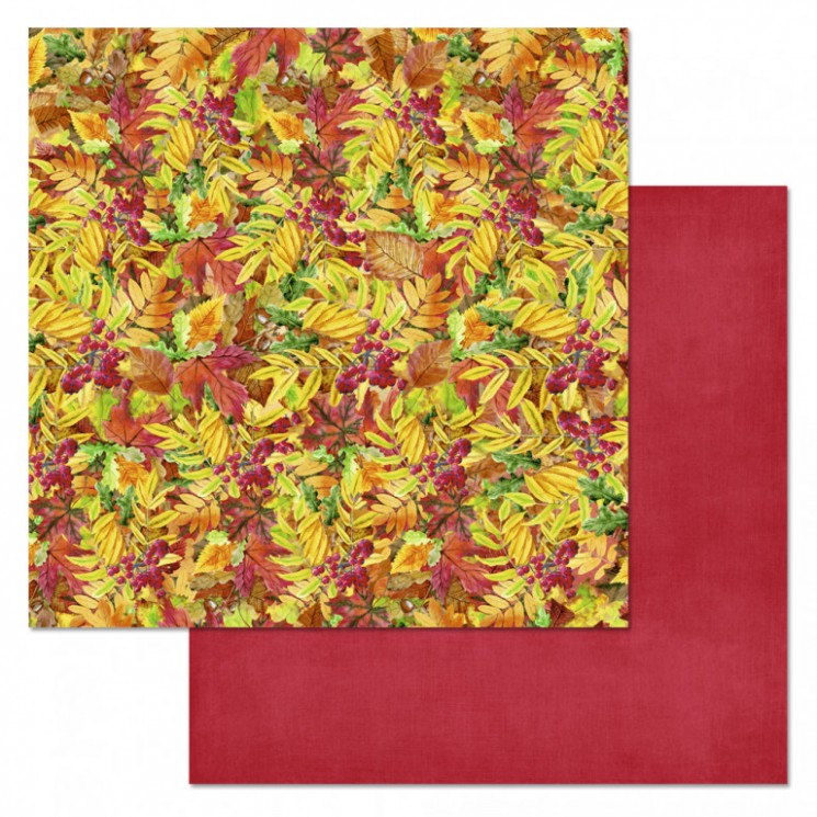 Double-sided sheet of ScrapMania paper "School Waltz. Leaf fall", size 30x30 cm, 180 g/m2