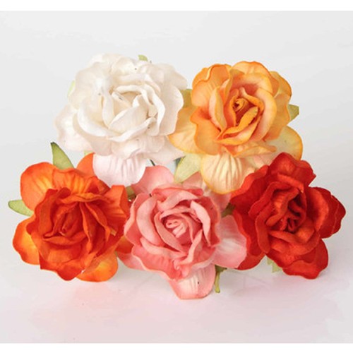 Curly roses "Orange mix" size 3cm, 5 pcs