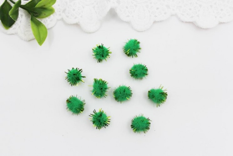 Pompoms "Green" 10 pieces, 10 mm