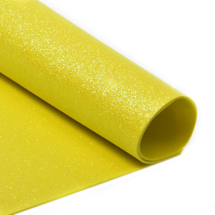 Foamiran glitter "Yellow", size 20x30 cm, thickness 2 mm