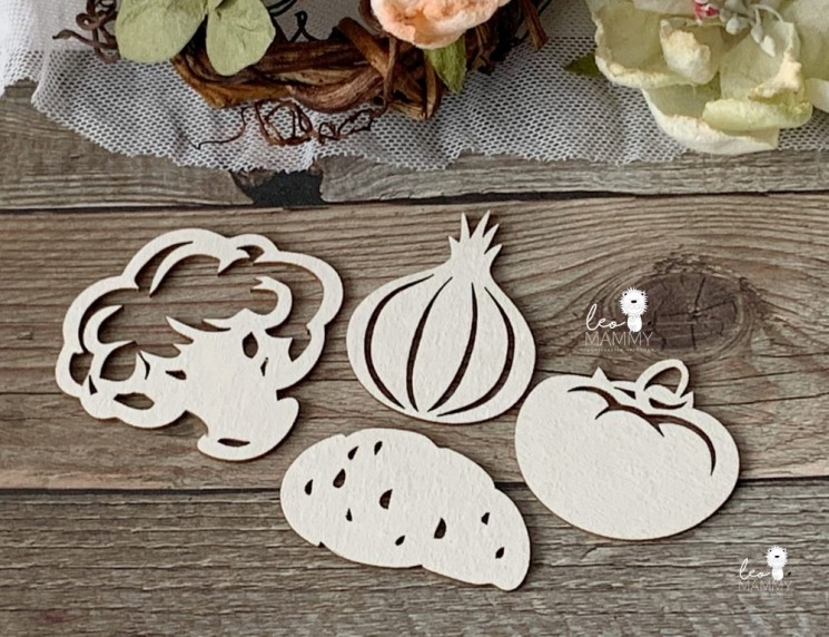 LeoMammy chipboard "Set of vegetables", size from 3 to 4 cm
