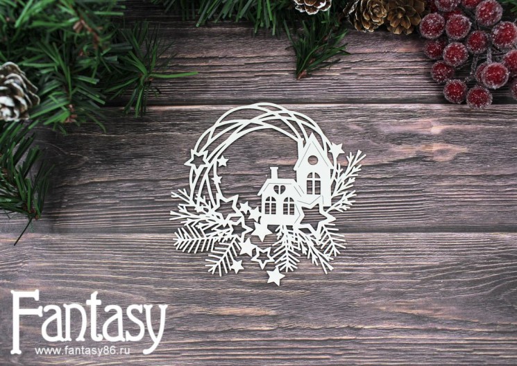 Chipboard Fantasy "Christmas frame with houses 2527" size 11*10 cm 