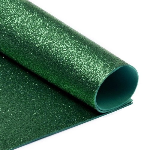 Foamiran glitter "Green", size 20x30 cm, thickness 2 mm