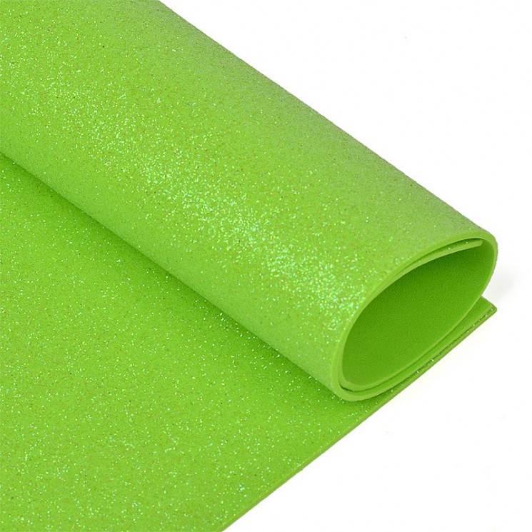 Foamiran glitter "Light Green", size 20x30 cm, thickness 2 mm