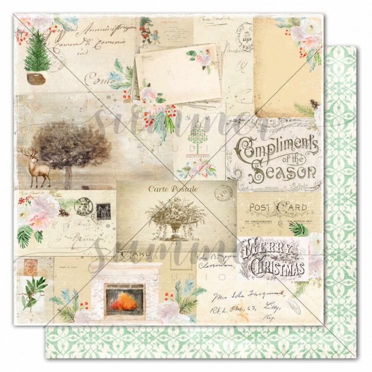 Double-sided sheet of paper Summer Studio Winter traditions "Winter Letter" size 30.5*30.5 cm, 190gr