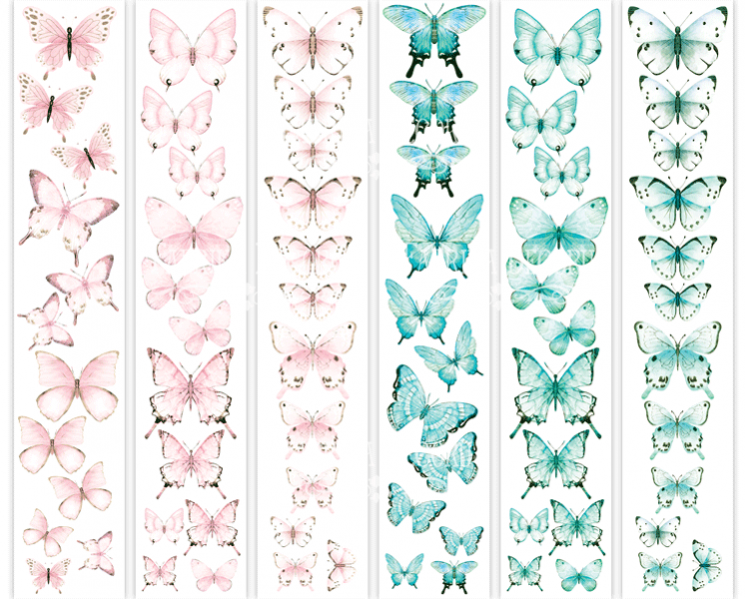 Set of stripes with pictures for decorating Fabrika Decoru "Butterflies 4", size 5x30. 5 cm, 6 pcs