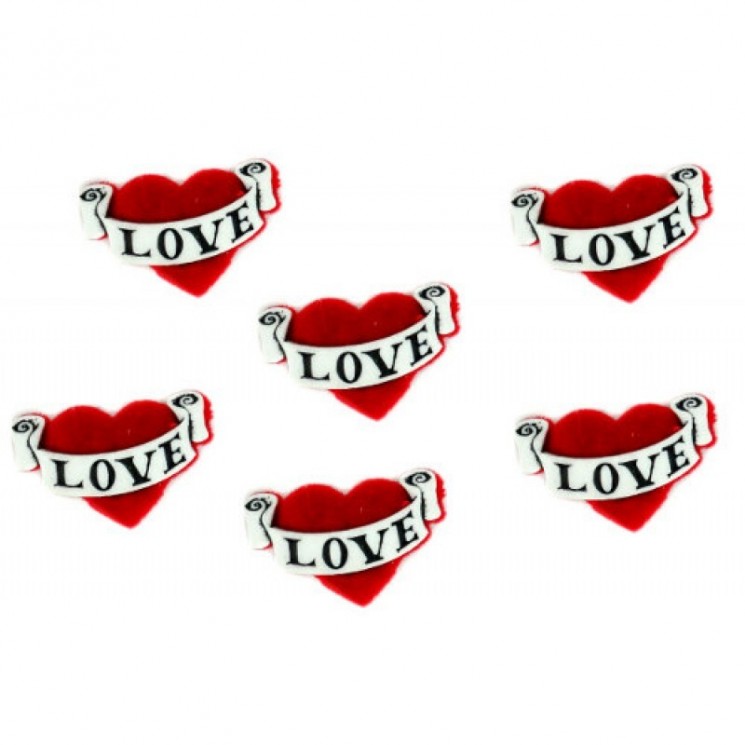 Decorative button Dress IT UP "Love Hearts", 1 piece