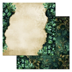 Двусторонний лист бумаги ScrapMania "Малахитовый цветок. Тайник"", размер 30,5х30,5 см, 180 гр/м2 