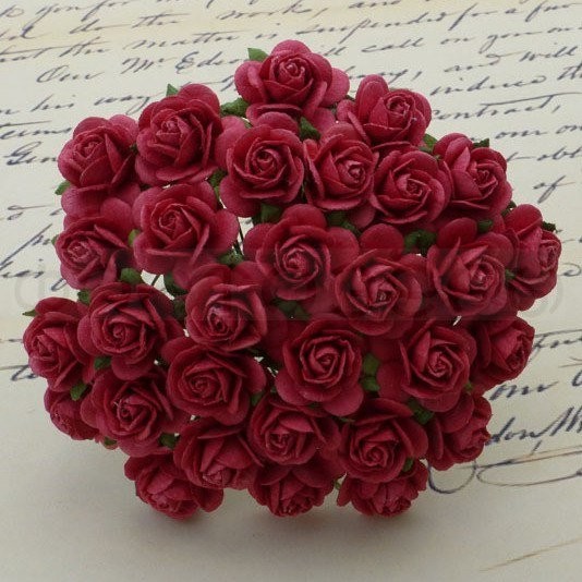 Roses "Red-coral" size 2.5 cm, 5 pcs