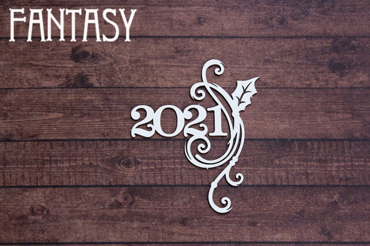 Chipboard Fantasy Inscription "2021" 2311 size 6.3*5.2 cm