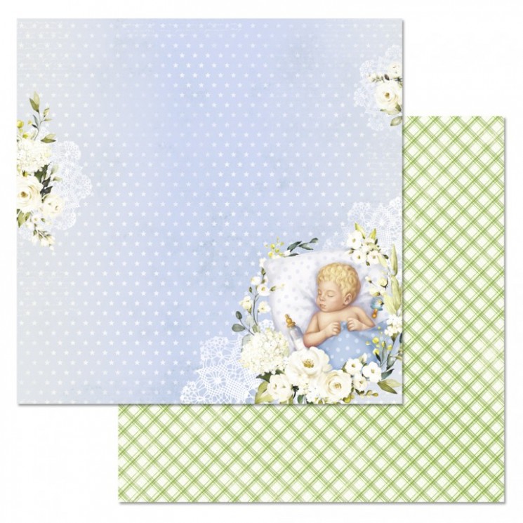 Double-sided sheet of ScrapMania paper " Naughty boy. Quiet hour", size 30x30 cm, 180 g/m2
