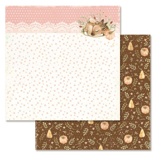 Double-sided sheet of ScrapMania paper "Forest miracle. Peach confetti", size 30x30 cm, 180 g/m2