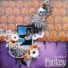 Fantasy chipboard "Halloween inscription in a frame with a spider web 891" size 8.3*9 cm