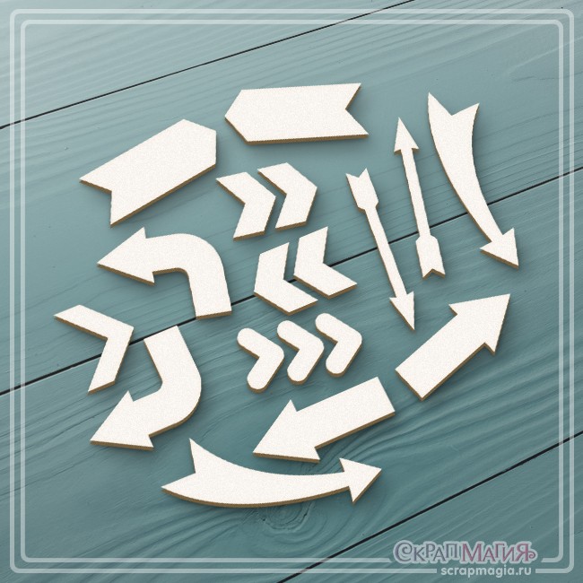 Scrapmagia chipboard set "Arrows", 18 elements