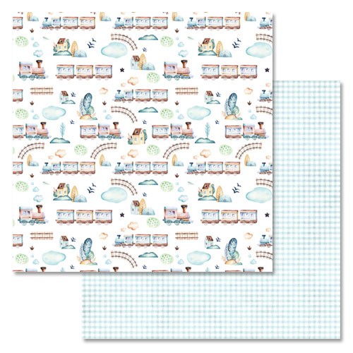 Double-sided sheet of ScrapMania paper "Funny train. Adventure", size 30x30 cm, 180 g/m2