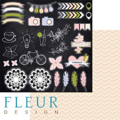 Double-sided sheet of paper Fleur Design Moments "Pictures", size 30. 5x30. 5 cm, 190 g/m2