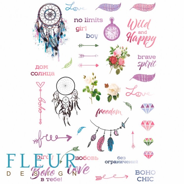 Sheet with pictures for cutting out Fleur Design "The Dictate of the heart" A4 size