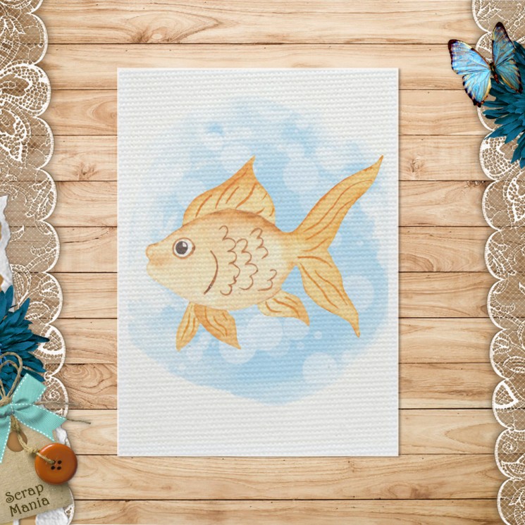 Fabric card "Sailor. Fish" (Scrapmania)