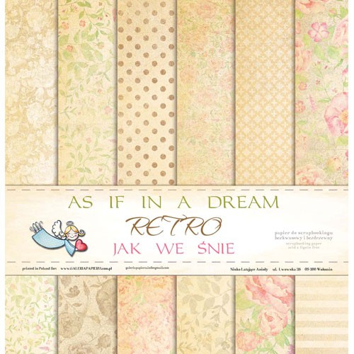 1/2 Set of double-sided paper Galeria papieru "" As if in a dream. RETRO. Like in a dream. RETRO" 6 sheets, size 30x30 cm, 200 gr/m2