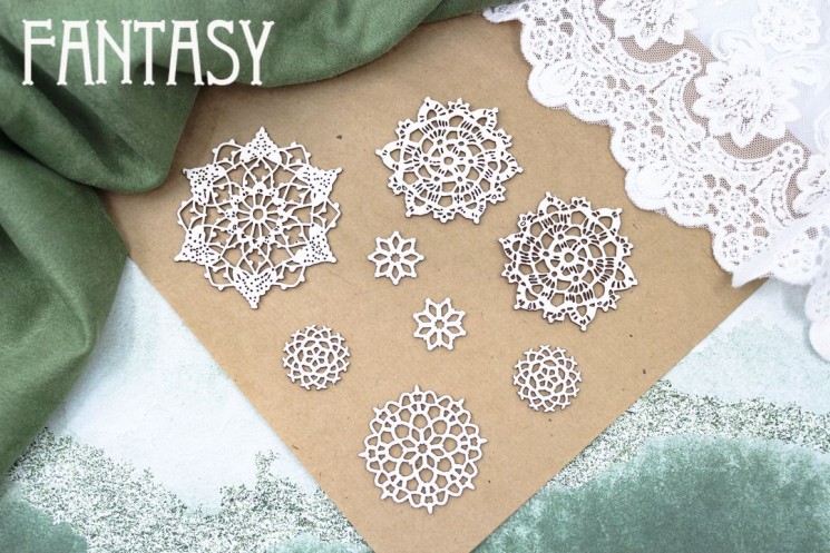 Chipboard Fantasy Set "Lace napkins 2513" 8 pieces in a set, sizes from 6.8 to 2 cm
