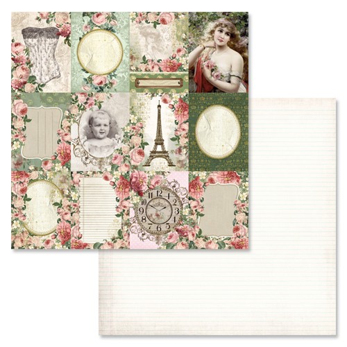 Double-sided sheet of ScrapMania paper "The Duchess's Garden. Cards", size 30x30 cm, 180 g/m2