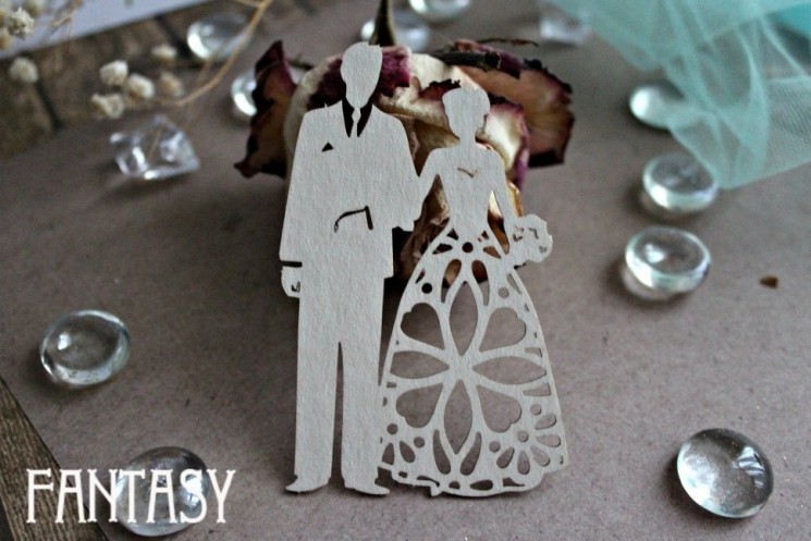 Fantasy chipboard "Bride and groom 981", size 8.7*6 cm