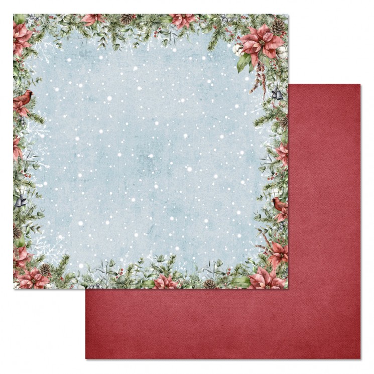 Double-sided sheet of ScrapMania paper "New Year traditions. Christmas frame", size 30x30 cm, 180 gr/m2