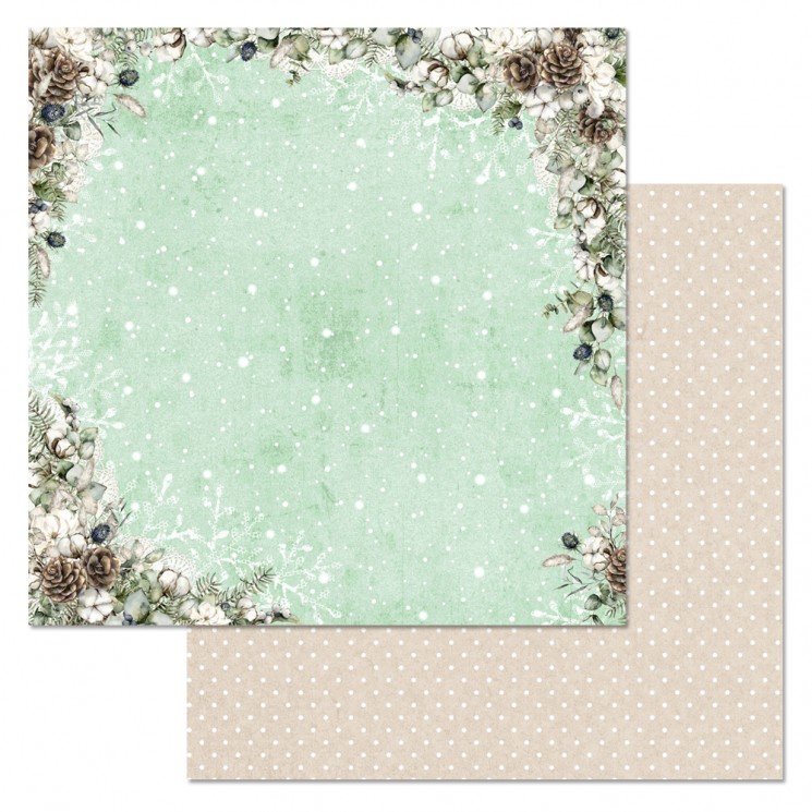 Double-sided sheet of ScrapMania paper "New Year traditions. Snowfall", size 30x30 cm, 180 gr/m2