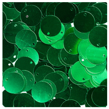 Sequins "Zlatka" in bulk, green No. 08, 15 mm, 10 gr