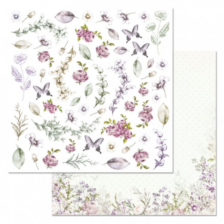 Double-sided sheet of ScrapMania paper " Flower veil.Pictures", size 30x30 cm, 180 g/m2
