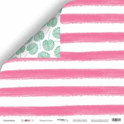 Двусторонний лист бумаги ScrapМир Summer "Розовые полосы" размер 30*30см, 190гр