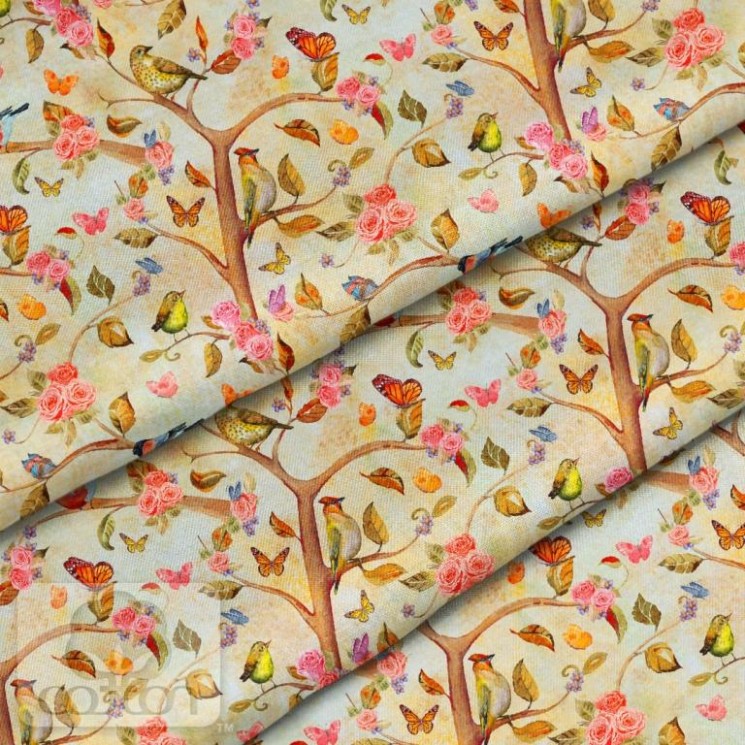 Fabric 100% cotton Poland "Nightingales", size 50X50 cm