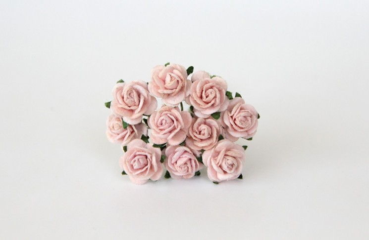 Roses "Pink-peach light" size 1 cm, 5 pcs