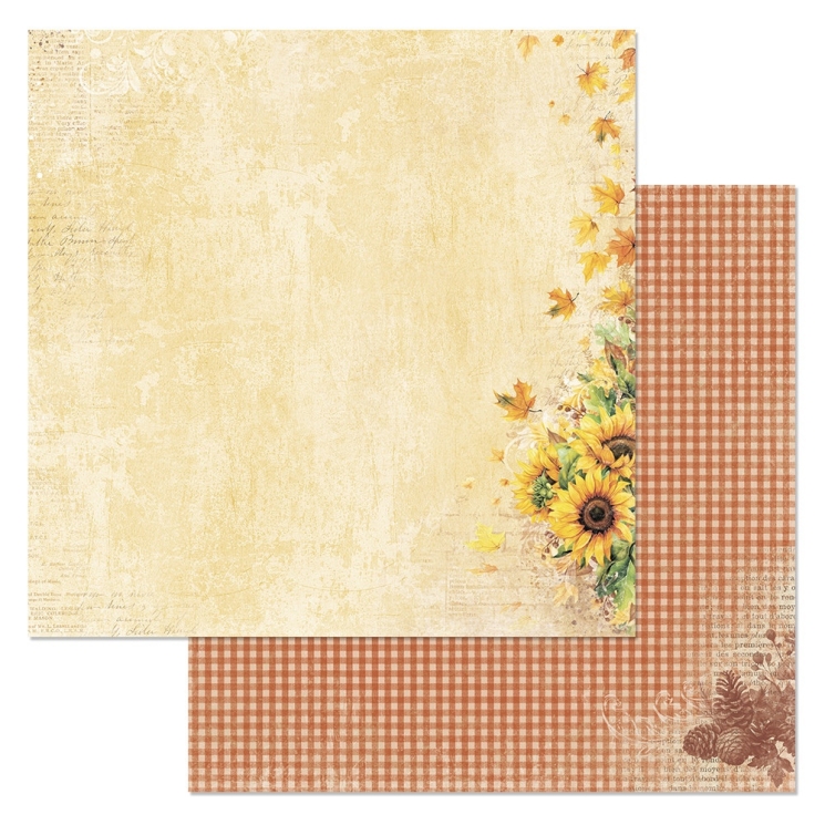 Двусторонний лист "В гостях у осени. Солнечный цветок", размер 30*30 см, 180гр (ScrapMania) 