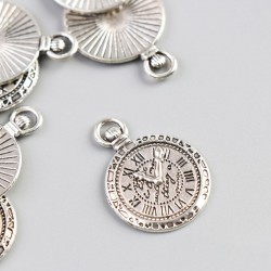 Декор для творчества металл "Часы карманные" серебро 29Х22 мм, 1шт