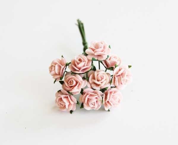 Розы "Розовоперсиковые" размер 1 см, 10 шт