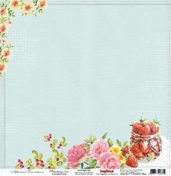 One-sided sheet of paper Scrapberry's Afternoon tea "Strawberry jam", size 30x30 cm, 180 g/m2 