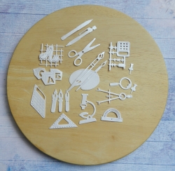 Вырубка набор школа 20 эл. белая бумага дизайнерская перламутровая . 