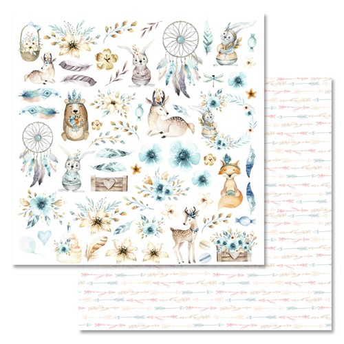 Double-sided sheet of ScrapMania paper " Ethnika. Childish. Pictures", size 30x30 cm, 180 g/m2