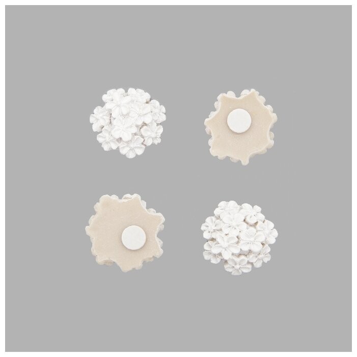 Volumetric polymer figure "White flower", size 3x3 cm, 1 pc